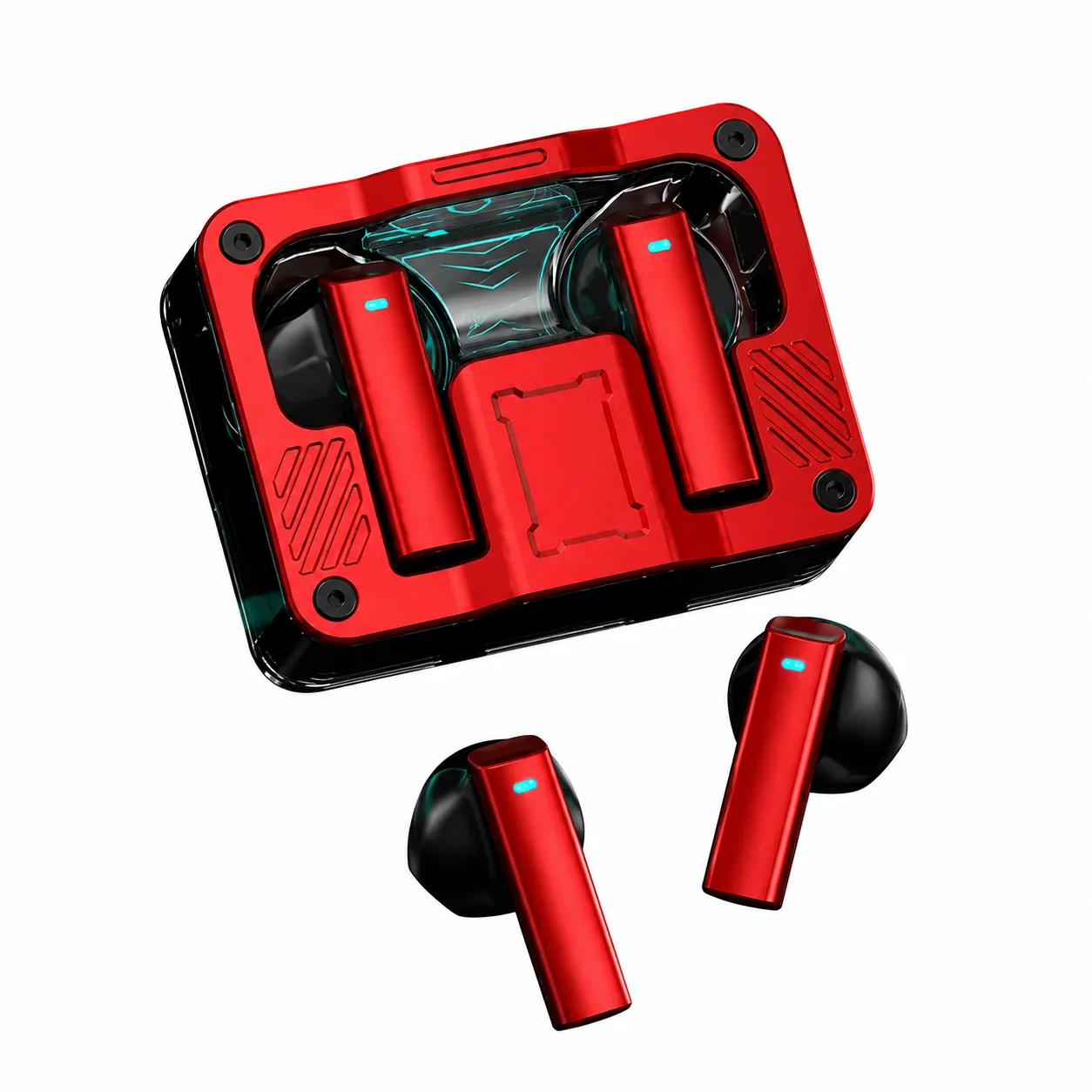 Gaming Style Wireless Earbuds with Transparent Charging Case